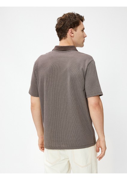 Polo Yaka Tişört Düğmeli Kısa Kollu Geometrik Baskılı fırsatları