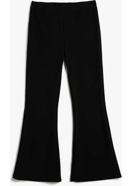 İspanyol Paça Tayt Pantolon Lastikli Yüksek Bel