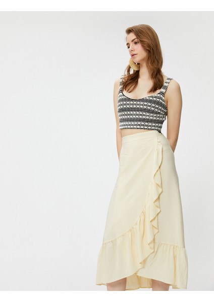 Melis Ağazat XKoton - Fırfırlı Asimetrik Midi Etek fiyatları