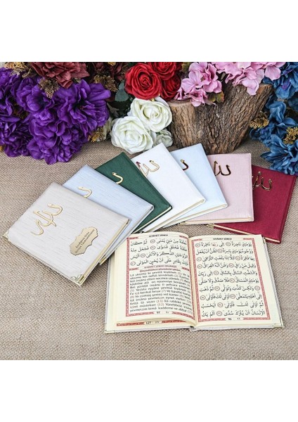 Hediyelik Şantuk Kese 128 Sayfa Yasin ve Tesbih Süslemeli Asetat Kutulu (17×15) Set Bebek Mavisi