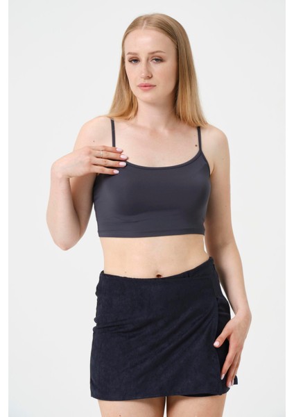Kadın Kısa Crop Askılı Krop