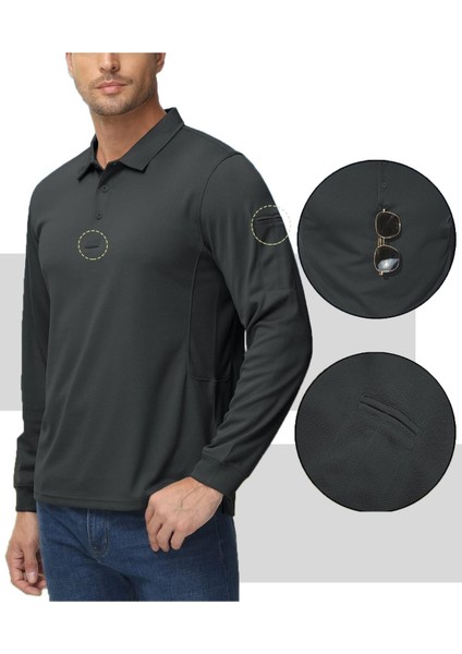 Ghassy Co. Erkek Jersey Golf Polo Gömlek  Pike Performans Taktik Askeri Uzun Kollu T-Shirt