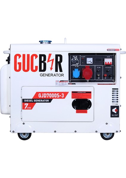Jeneratör GJD7000S-3 (7 Kva) Kabinli Portatif Dizel Jeneratör (Marşlı-Trifaze)