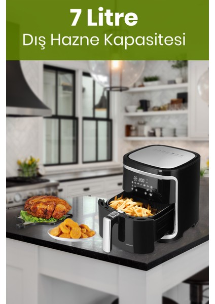 Presta 7 Litre Geniş Hazneli Xxl Dokunmatik Dinamik Airfryer Sıcak Hava Fritözü