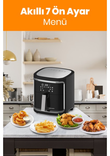 Presta 7 Litre Geniş Hazneli Xxl Dokunmatik Dinamik Airfryer Sıcak Hava Fritözü