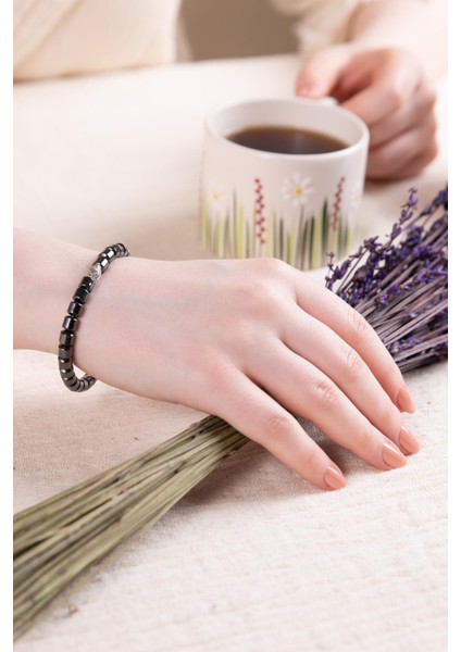 Hematit Doğal Taş Gümüş Bileklik fiyatları