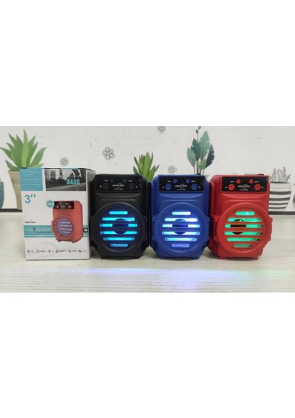 GTS-1348 Rgb Ledli Bluetooth Hoparlör Usb-Tf-Fm Radyo Mavi