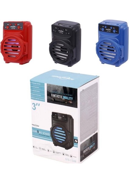 GTS-1348 Rgb Ledli Bluetooth Hoparlör Usb-Tf-Fm Radyo Mavi