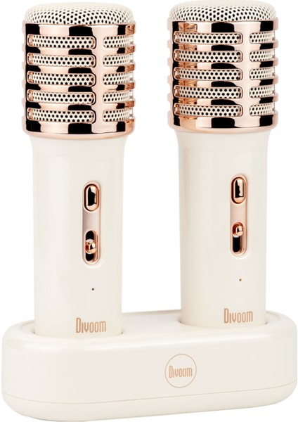 SongBird-HQ Beyaz Çift Karaoke Mikrofonlu 6 Ses Efektli 50 Watt Taşınabilir Bluetooth Hoparlör fırsatları