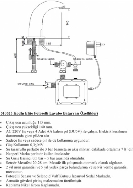 Elite Fotoselli Lavabo Bataryası