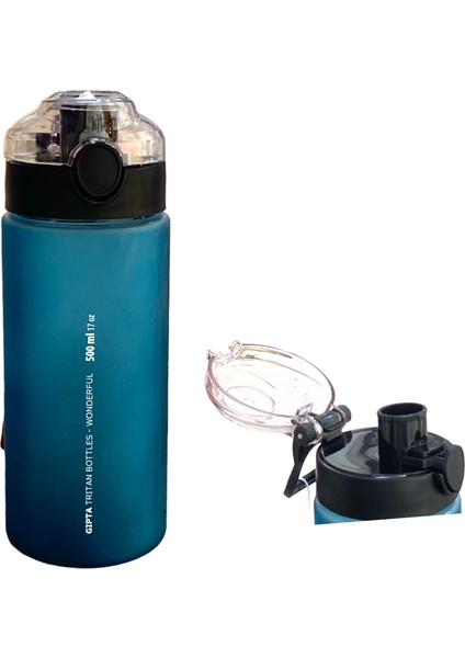 Wonderful Sablaj Desenli Tritan Sporcu Matara 500 ml - Mavi