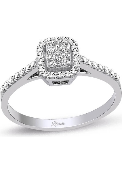 Kare Tarz Pırlanta Modern Tasarım Coronet Yüzük