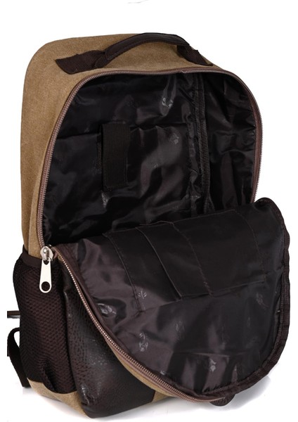 9128 Canvas Su Geçirmez Kumaş Sırt Çantası Bej indirimleri