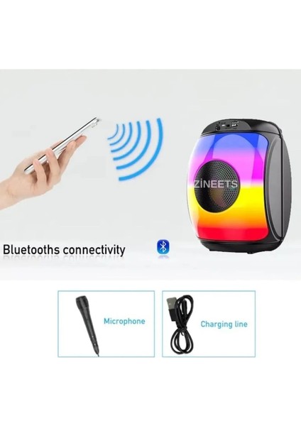 Işıklı Büyük Boy Party Box Bluetooth Hoparlör Taşınabilir Şarjlı Ses Sistemi Radyolu Karaoke Mic