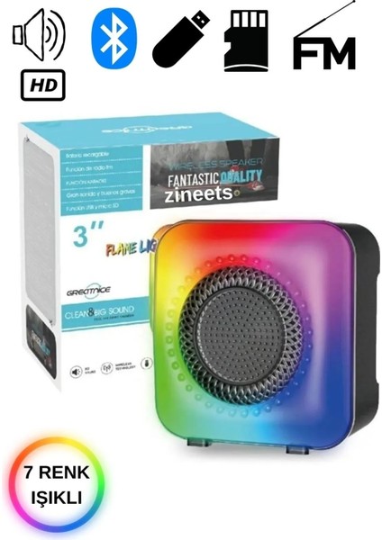 Işıklı Bluetooth Hoparlör Kablosuz Ses Bombası Yüksek Ses Speaker Radyolu