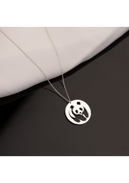 Panda Şekilli Unisex 925 Ayar Gümüş Kolye