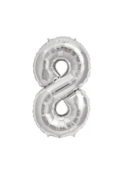 8 Rakamı Gümüş Folyo Balon 16 Inch 40 cm