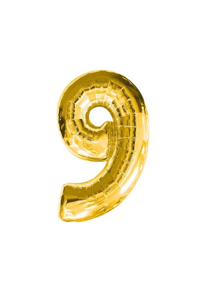 9 Rakamı Altın Folyo Balon 16 Inch 40 cm