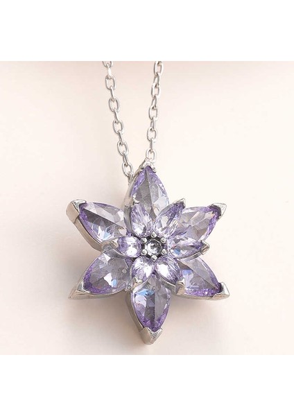 Gümüş Lila Lotus Çiçeği Kolye