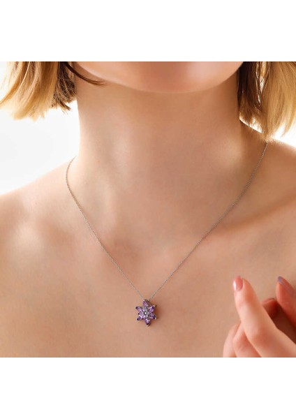 Gümüş Lila Lotus Çiçeği Kolye fiyatları