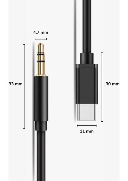 Type C Android ve 3.5 mm Kulaklık Girişli Ses Dönüştürücü Aux Kablo