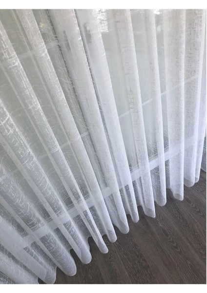 Aleyna Home Taç Şantuk Kullanıma Hazır 1/2 Seyrek Pile Örme Tül Perde Tek Kanat - Krem 100 x 200 cm