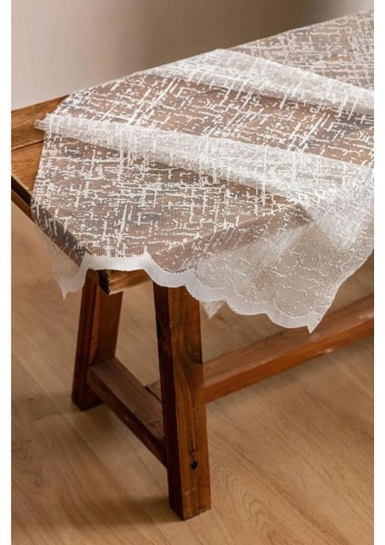 Aleyna Home Taç Şantuk Kullanıma Hazır 1/2,5 Normal Pile Örme Tül Perde Tek Kanat - Krem 100 x 240 cm