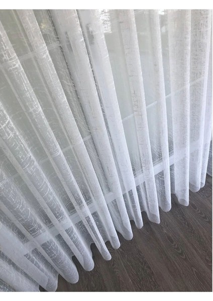 Aleyna Home Taç Şantuk Kullanıma Hazır 1/2,5 Normal Pile Örme Tül Perde Tek Kanat - Krem 100 x 240 cm