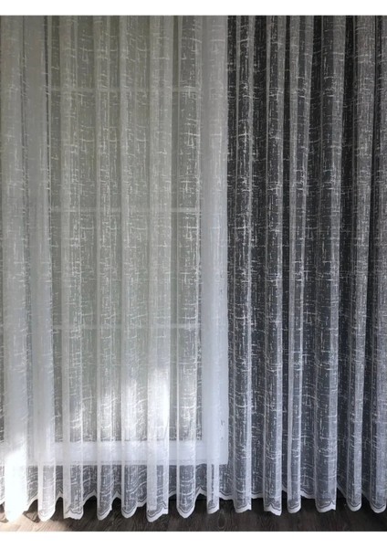 Aleyna Home Taç Şantuk Kullanıma Hazır 1/2,5 Normal Pile Örme Tül Perde Tek Kanat - Krem 100 x 240 cm