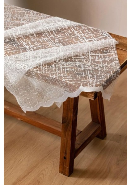 Aleyna Home Taç Şantuk Kullanıma Hazır 1/2,5 Normal Pile Örme Tül Perde Tek Kanat - Krem 100 x 240 cm
