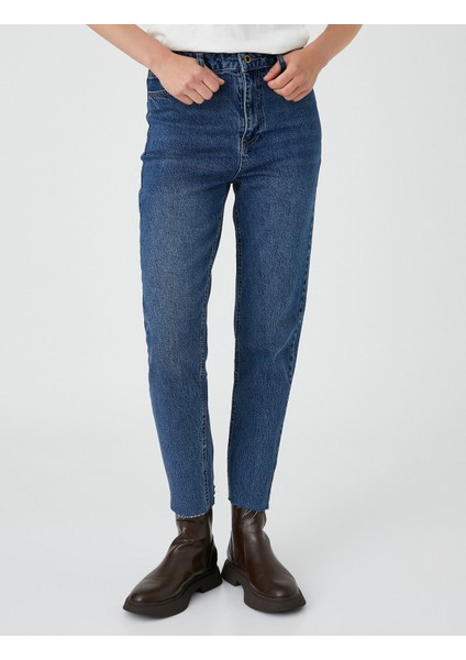 Yüksek Bel Kot Pantolon Hafif Dar Kesim - Mom Slim Jean modelleri