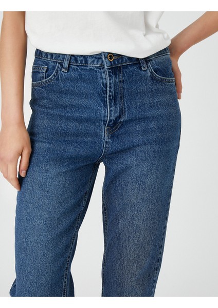 Yüksek Bel Kot Pantolon Hafif Dar Kesim - Mom Slim Jean indirimleri