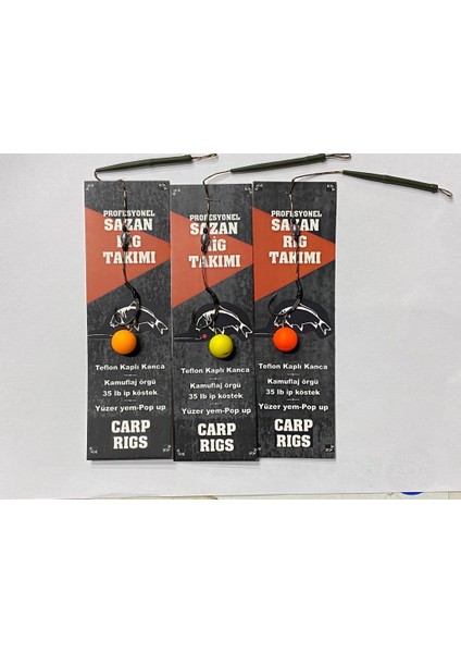 Hazır Yüzen Sazan Rig Takımı Yuvarlak Pop-Up ( 3'lü Set)