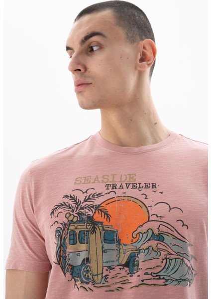 Erkek Regular Fit Parça Boyama Bisiklet Yaka Tişört Y25344490701