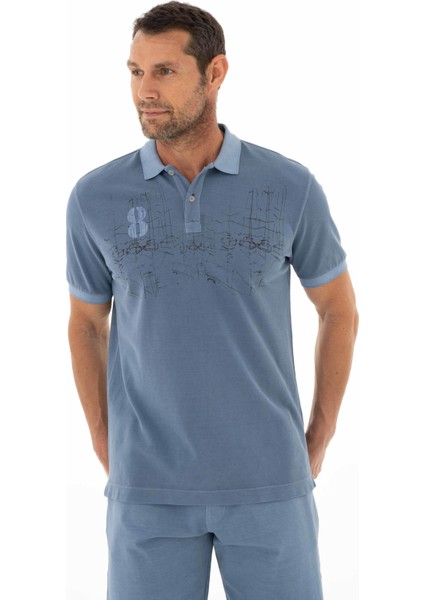 Erkek Regular Fit Parça Boyama Polo Yaka Tişört Y25374376201