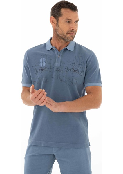 Erkek Regular Fit Parça Boyama Polo Yaka Tişört Y25374376201