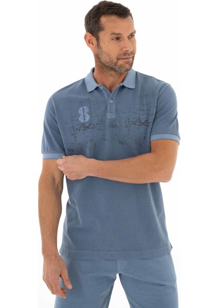 Erkek Regular Fit Parça Boyama Polo Yaka Tişört Y25374376201