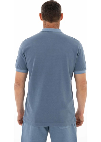 Erkek Regular Fit Parça Boyama Polo Yaka Tişört Y25374376201