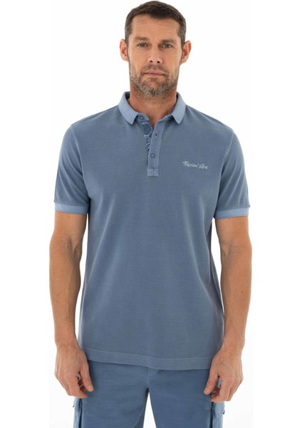 Erkek Regular Fit Parça Boyama Polo Yaka Tişört Y25374376301