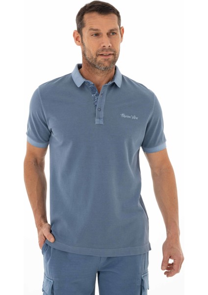Erkek Regular Fit Parça Boyama Polo Yaka Tişört Y25374376301