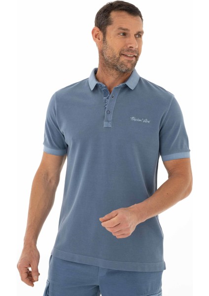 Erkek Regular Fit Parça Boyama Polo Yaka Tişört Y25374376301