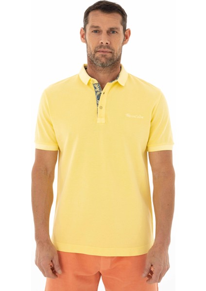 Erkek Regular Fit Parça Boyama Polo Yaka Tişört Y25374376301