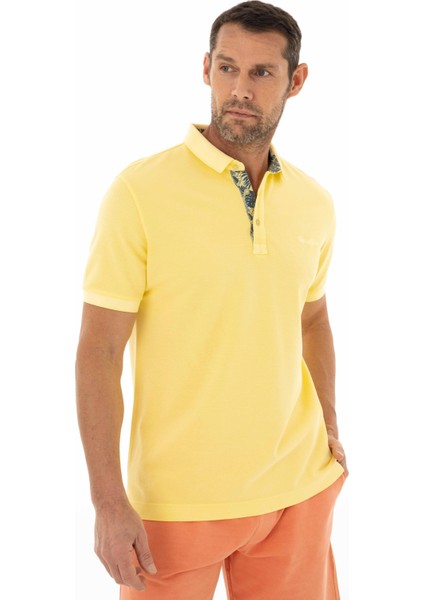 Erkek Regular Fit Parça Boyama Polo Yaka Tişört Y25374376301