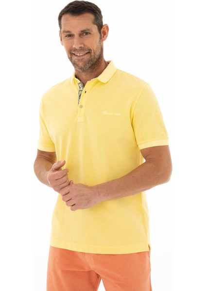 Erkek Regular Fit Parça Boyama Polo Yaka Tişört Y25374376301