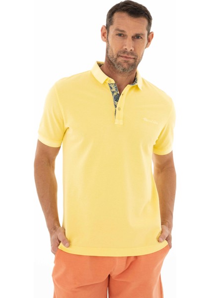 Erkek Regular Fit Parça Boyama Polo Yaka Tişört Y25374376301