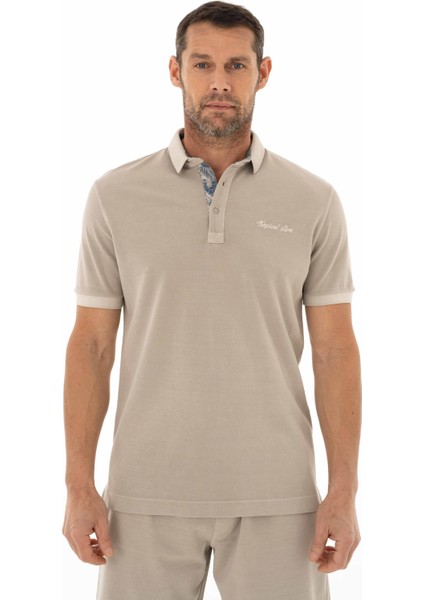 Erkek Regular Fit Parça Boyama Polo Yaka Tişört Y25374376301