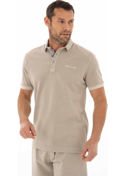 Erkek Regular Fit Parça Boyama Polo Yaka Tişört Y25374376301