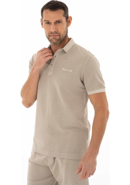 Erkek Regular Fit Parça Boyama Polo Yaka Tişört Y25374376301