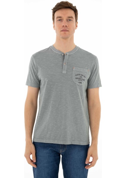 Erkek Regular Fit Parça Boyama Bisiklet Yaka Tişört Y25344490001