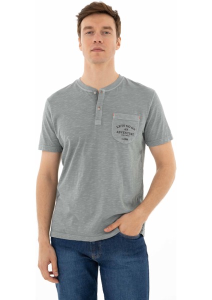 Erkek Regular Fit Parça Boyama Bisiklet Yaka Tişört Y25344490001